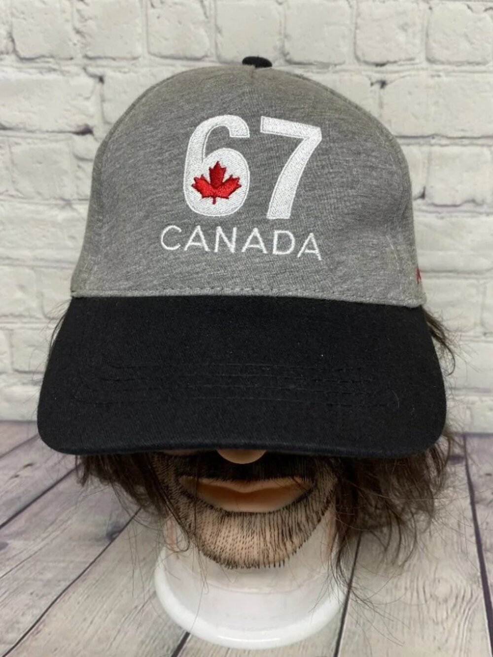 Canada 67 Hat Cap Snapback Gray Black One Size Embroidered Six Seven
